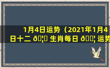 1月4日运势（2021年1月4日十二 🦈 生肖每日 🐦 运势）